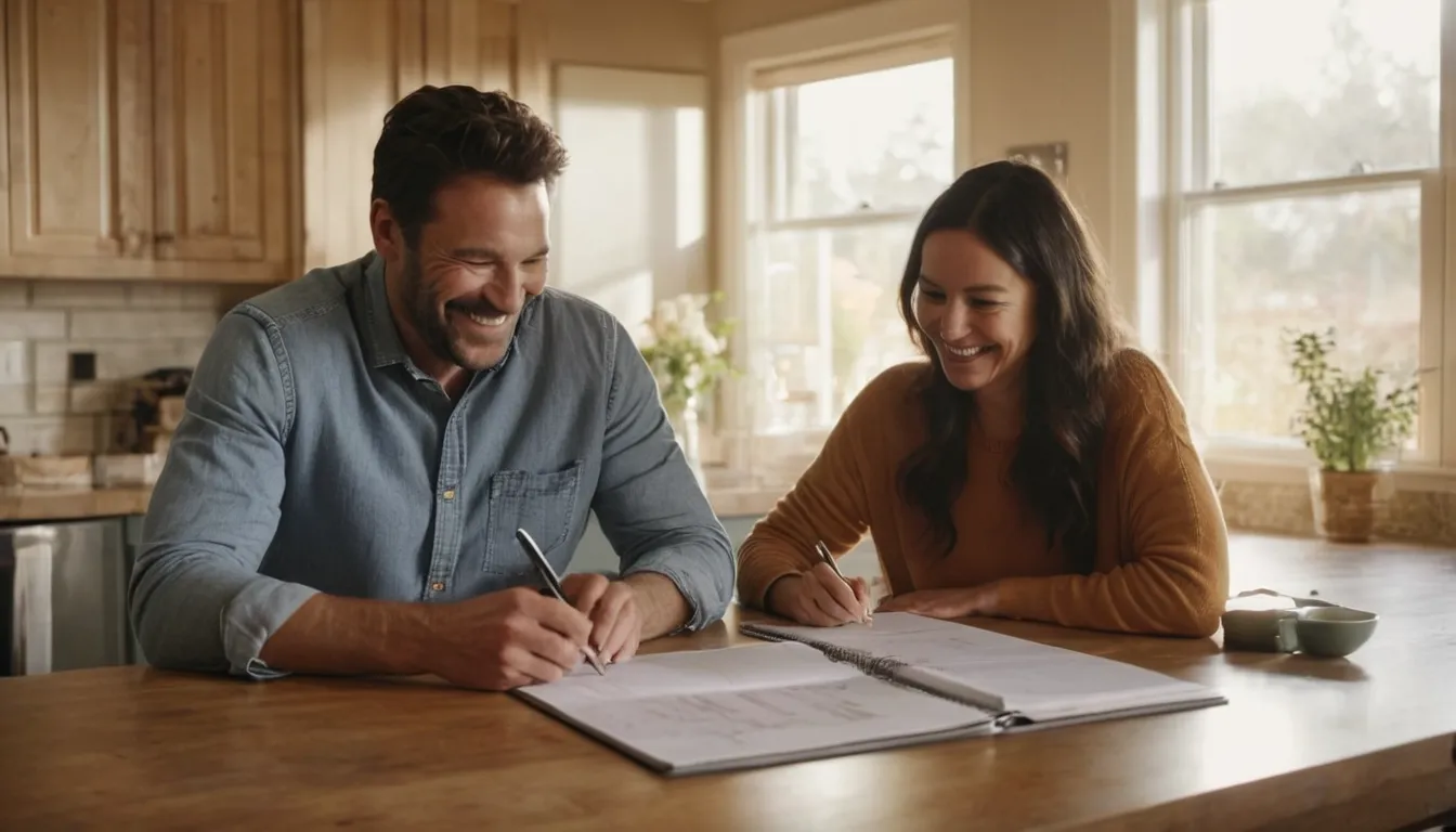 A homeowner reviewing bathroom plans at the kitchen table